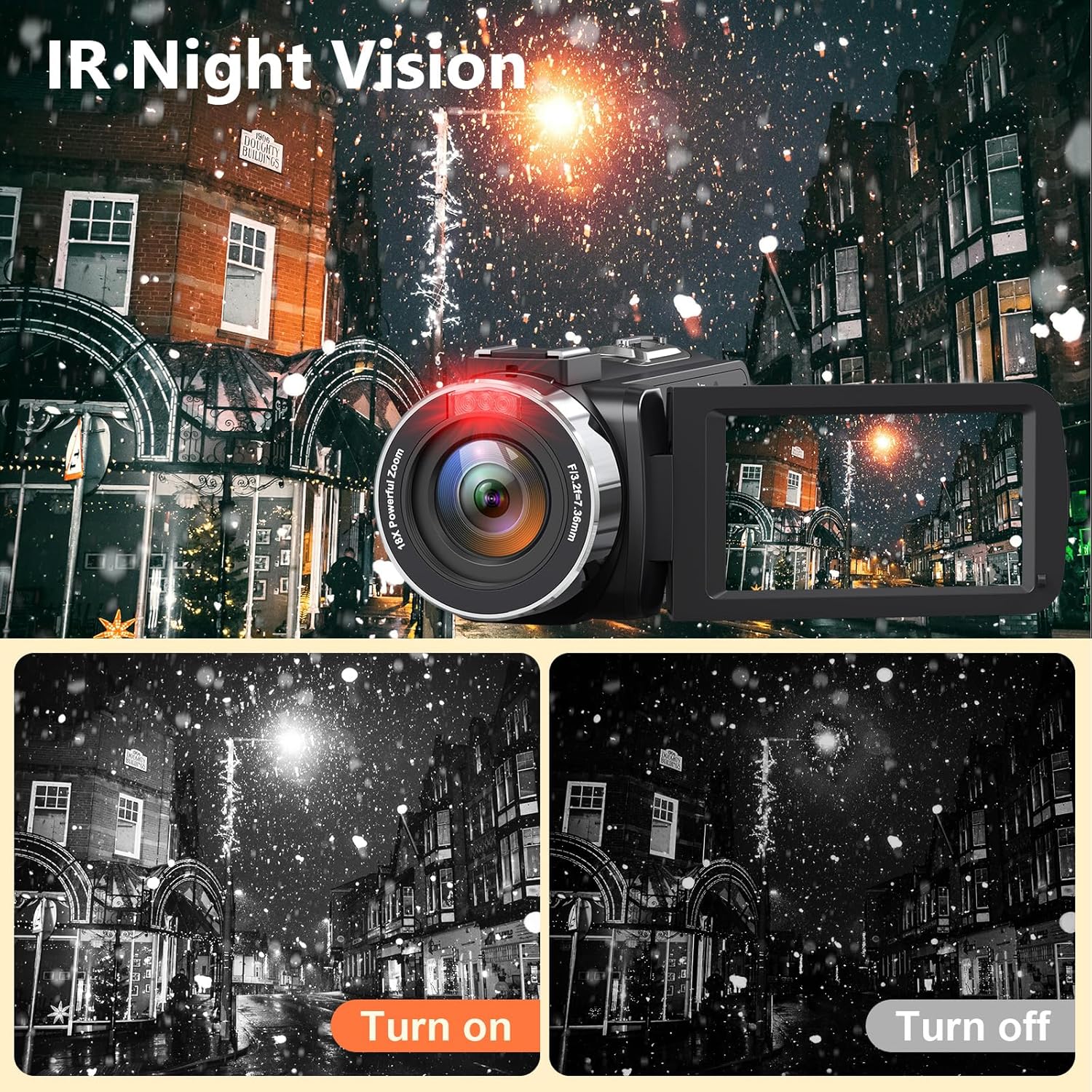 4K Camcorder Ultra HD 44MP Vlogging Camera with 18X Zoom and 3.0" Screen M9295