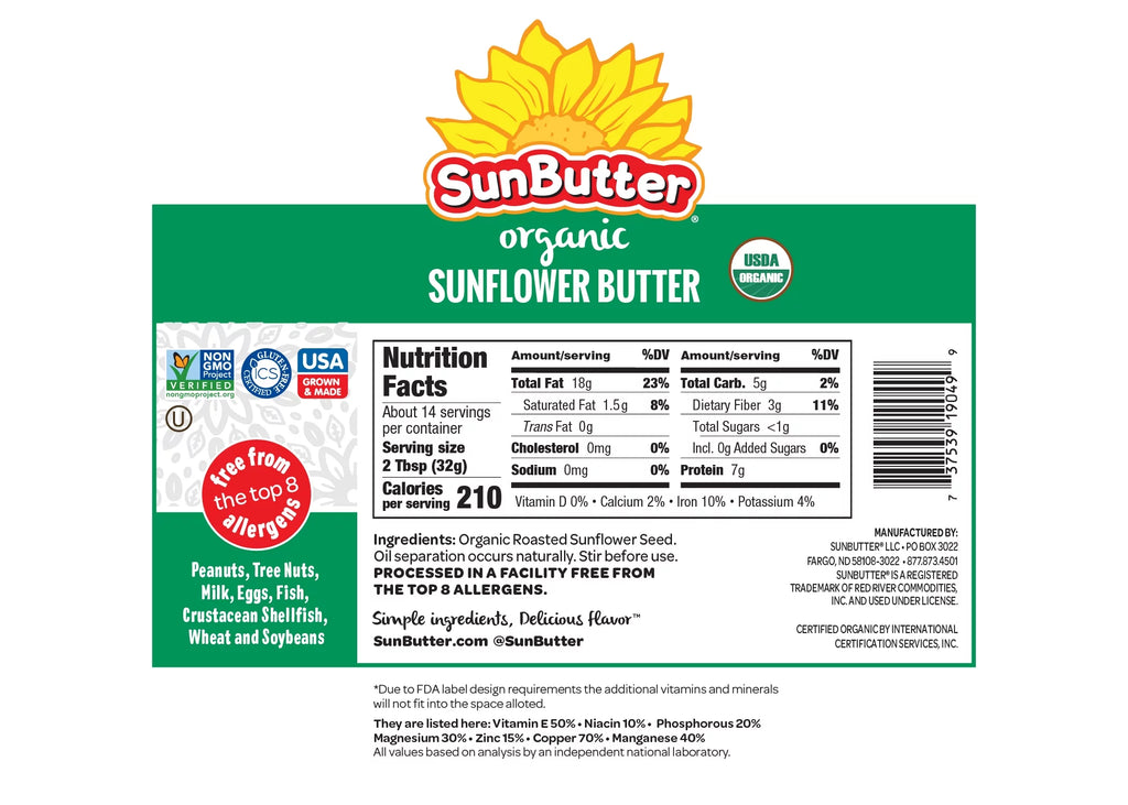 Organic Sunflower Butter, 16 oz Jar (6 pack) E200335