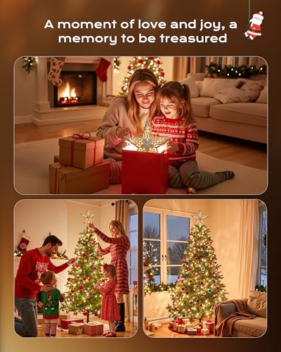 Christmas Star Tree Topper Lighted 3D Gold Pentagram with 10 Bulbs Plug In B67124