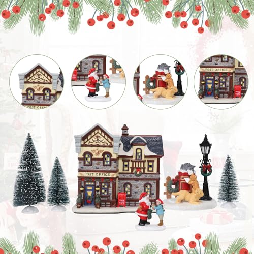 Christmas Ceramic Post Office Decoration with Lights G540