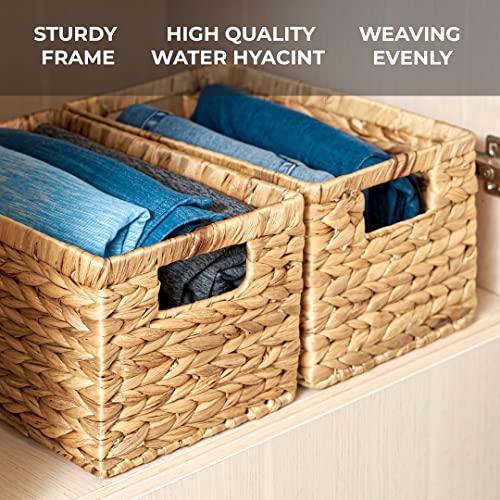 Natural Water Hyacinth Woven Storage Baskets with Handles, Set of 6 F62590