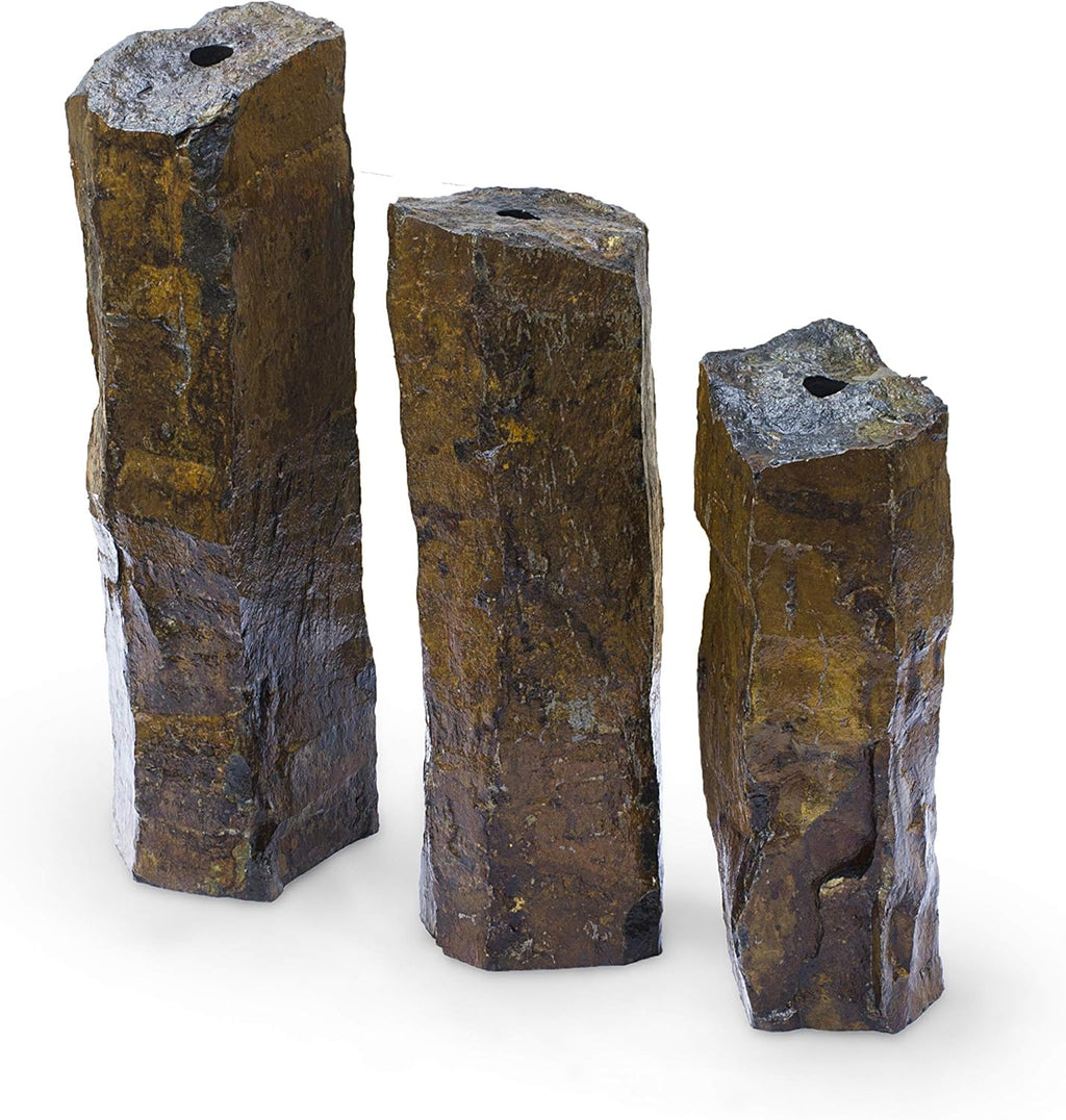 Basalt Stone Fountain Columns, Set of 3 B80748