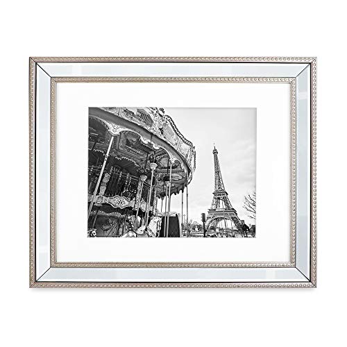 8x10 Gold Mirror Bead Picture Frame with Dotted Border for Wall Display and Tabletop K71832