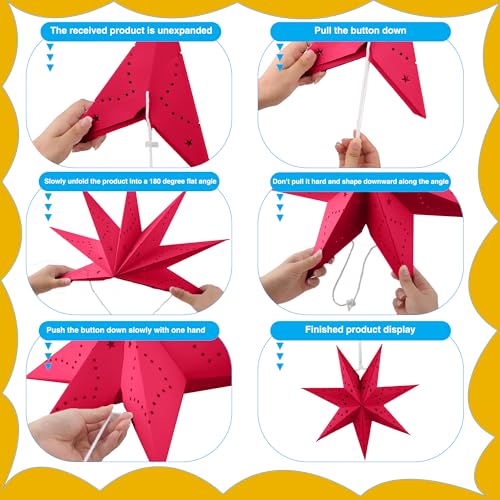 7 Pack 3D Paper Star Lanterns for Christmas Party Home Decor K723333