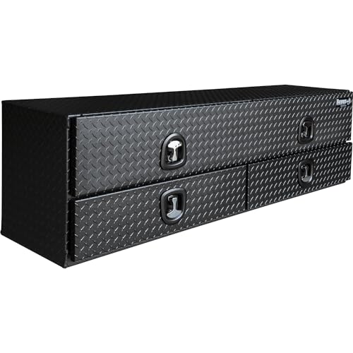 Buyers Products 1701578 Aluminum Heavy-Duty Flatbed Contractor Truck Tool Box With One Lower Door, Aluminum Diamond Tread, 21 x 18 x 72 Inch, Made In The USA, Contractor Job Box For Bed Of Truck
