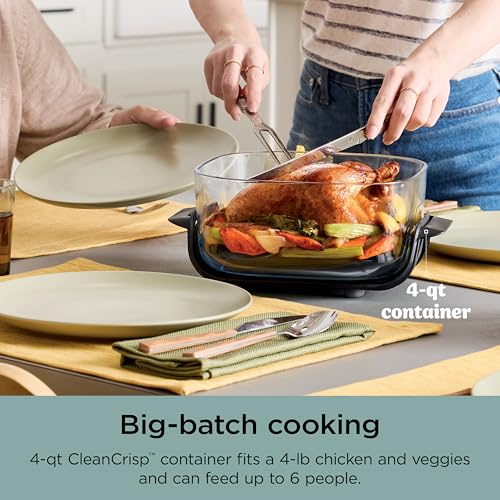 Air Fryer with Glass Containers, 4 QT & 6 Cup, Dishwasher Safe Z1664