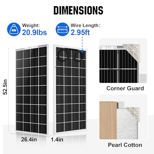 Bifacial 100 Watt 12 Volt Solar Panel Monocrystalline Rigid PV Module H878