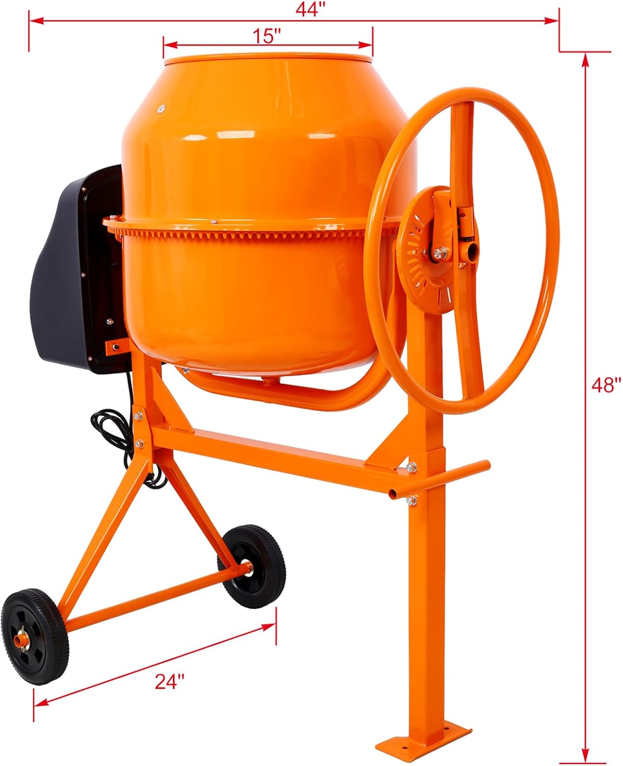 Electric Concrete Mixer, 5 Cu. Ft, 650W Portable for Mortar and Stucco C749464