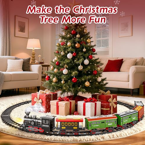 Electric Train Set for Kids with Smoke, Light and Sound, DIY Tracks L560