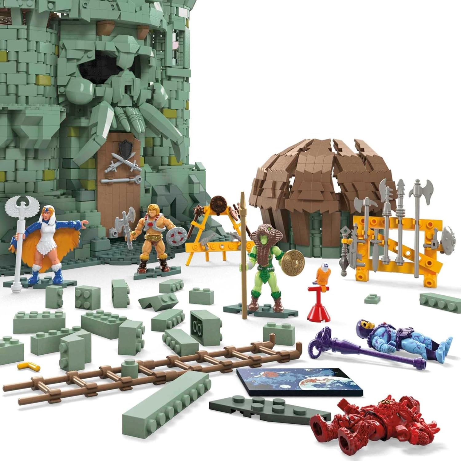Castle Grayskull Building Set with 3508 Pieces, 6 Poseable Figures, 13+ Inches Tall J807375