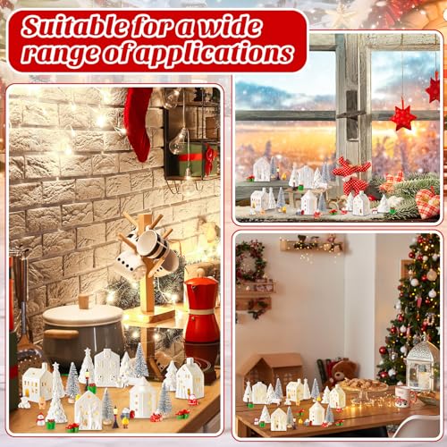 White Christmas Village Set with 30 Mini Figurines and LED Lighted Houses Q119