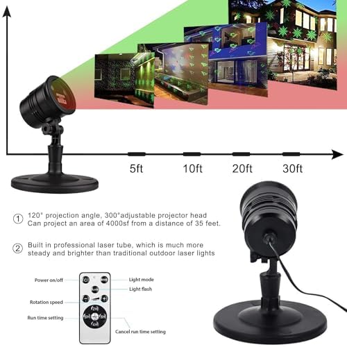 Christmas Laser Lights Outdoor Projector, Red and Green with Remote A56550
