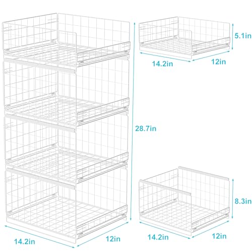 Sliding Closet Organizer with Drawer Storage Shelves, Stackable Bins for Clothes I351763
