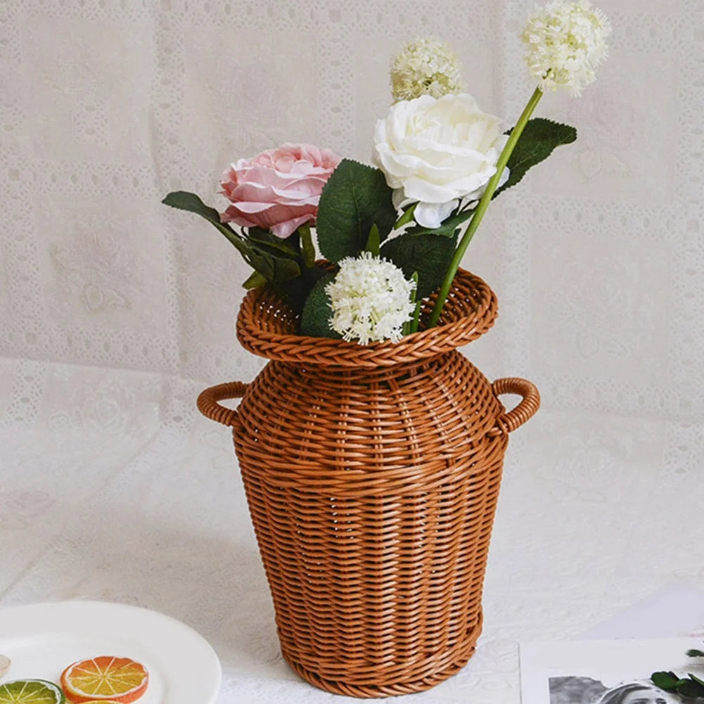 Rattan Woven Vase Tabletop Flower Pot Home Decor V663