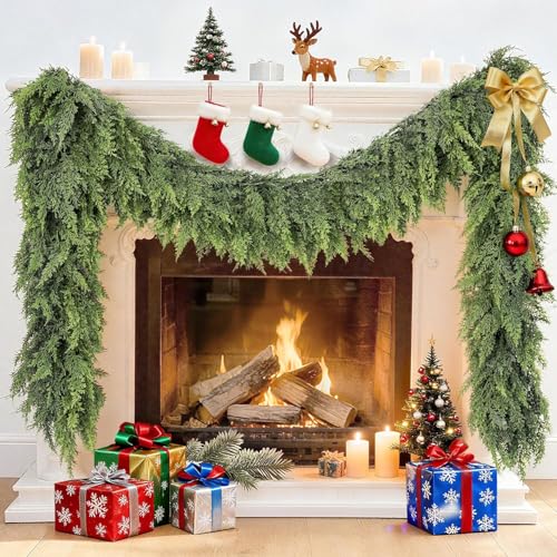Real Touch Cedar Garland 9 ft for Mantle, Table, Stairs, Doorframe H3682