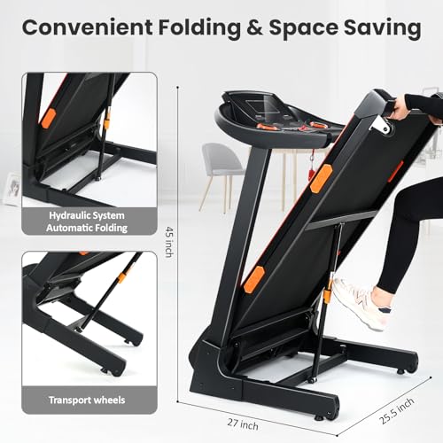 Folding Treadmill with Auto Incline for Home Walking and Running S405246