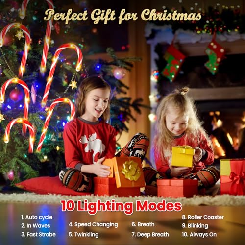 Solar Candy Cane Lights for Outdoor Christmas Decor, 72 LEDs, 10 Modes A470