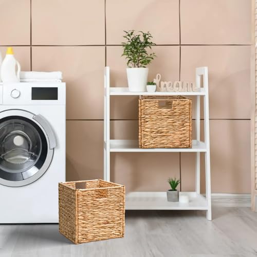 Wicker Cube Storage Baskets with Handles, Set of 4, 12x12x12 Inch G282683