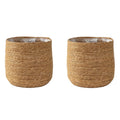 2X Seagrass Flower Pot - Woven Decorative Basket with Film Insert in Boho Style S