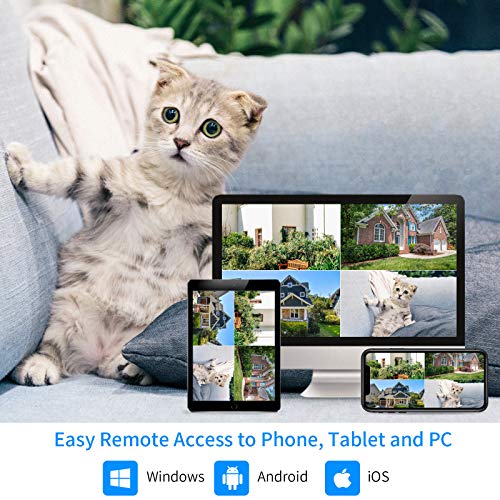 Wireless Security Camera System, 16CH 4K NVR, 4Pcs 3MP WiFi Cameras, Night Vision, Motion Detection, 1TB HDD P9721