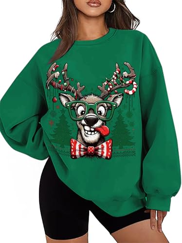 Funny Reindeer Christmas Sweatshirt Oversized Pullover K664011