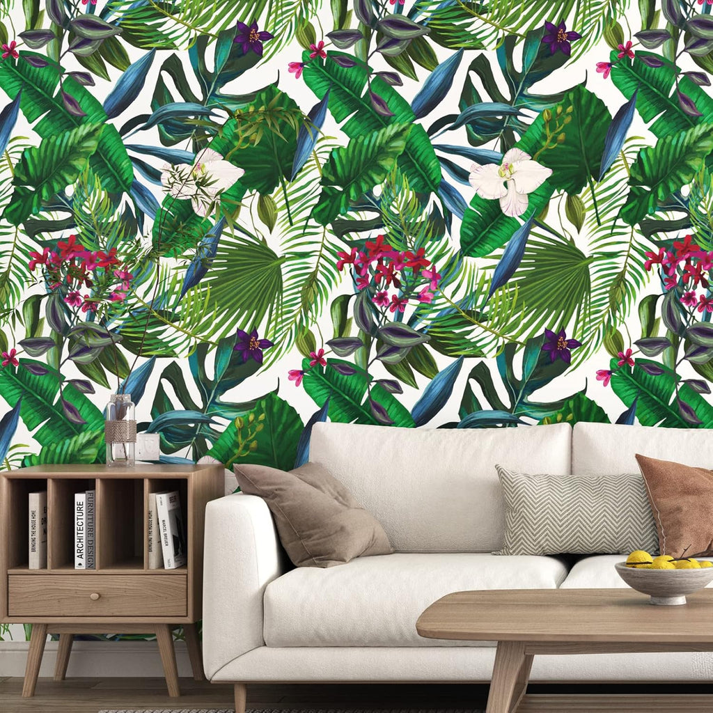 Tropical Green Floral Peel and Stick Wallpaper 24"x118" Z962