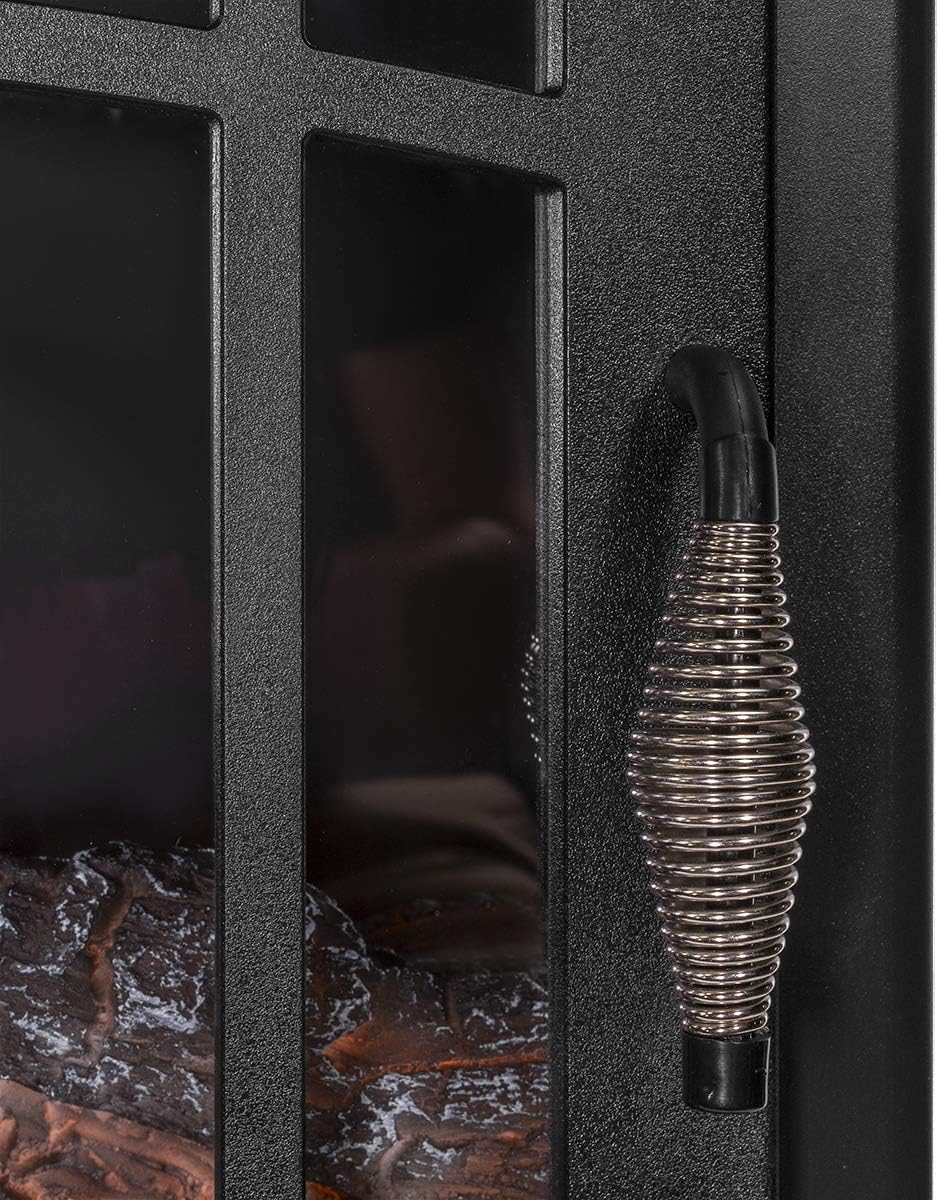 1500W Electric Fireplace Stove Heater with 3D Flame Effect, Black Q37057