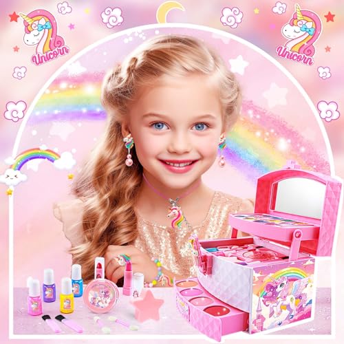 Kids Makeup Kit for Girls, Washable Pretend Play Set Q74070
