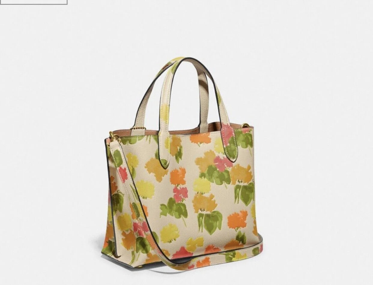 Floral Printed Leather Tote 24 V807416