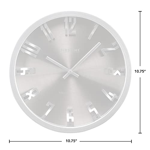 Steel Wall Clock, Silver, 10 x 2 x 10 C254