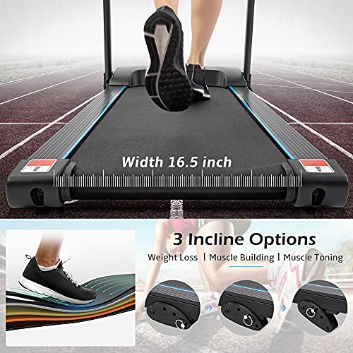 Folding Treadmill for Apartment, Electric Running Machine with Bluetooth and 3 Incline Options P470875