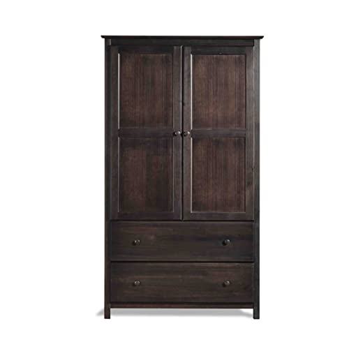 Shaker 2-Door Wardrobe, Solid Wood with Walnut Finish F6601