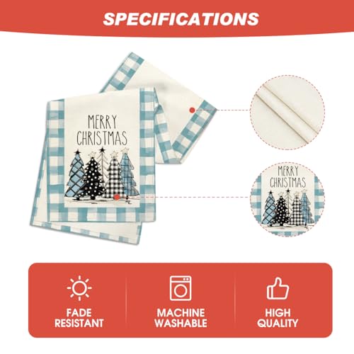 Buffalo Plaid Christmas Trees Table Runner, Winter Holiday Kitchen Dining Decor, 13 x 108 Inch D48516