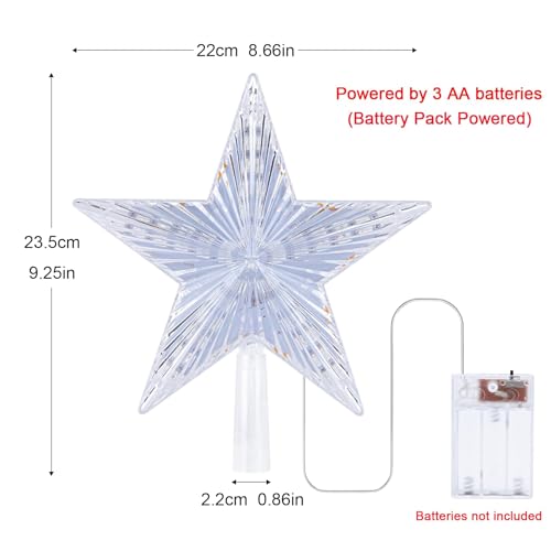 Christmas Tree Topper Star with Warm White Light, 8.7 Inch B717833