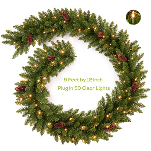 Pre-lit Christmas Garland 9ft with 50 LED Lights B458889