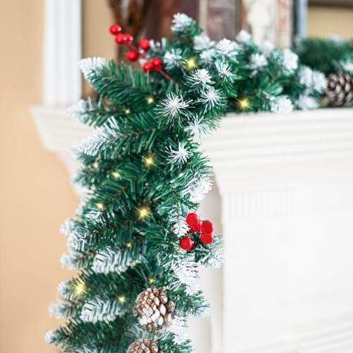 Christmas garland with lights, 9ft pre-lit for stairs and mantle I297