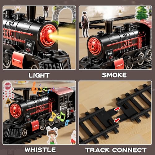 Large Train Set for Kids 4-8 with Sounds, Lights and Smoke H678