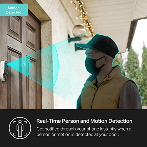 Smart Video Doorbell Camera Hardwired with Chime, 2K Resolution, Night Vision, 2-Way Audio D43761