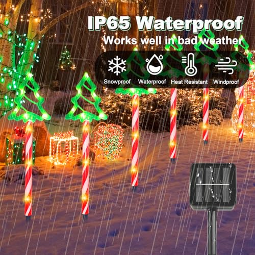 Solar Christmas Pathway Lights Outdoor Decorations, 8 Modes Waterproof LED Garden Stake Light, 6 Pack N671623
