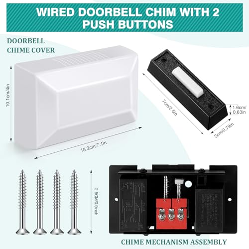 Wired Doorbell Chime Kit with 2 Lighted Push Buttons for Front and Rear Door U62055