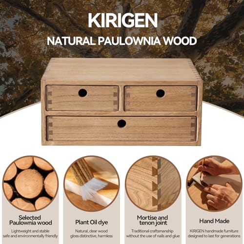 Natural Wooden Desktop Organizer with 3 Drawers I779