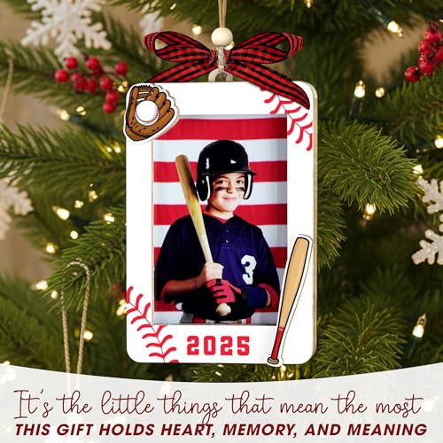 Christmas Ornament Picture Frame - Wooden Landscape Photo Frame for Tree U347