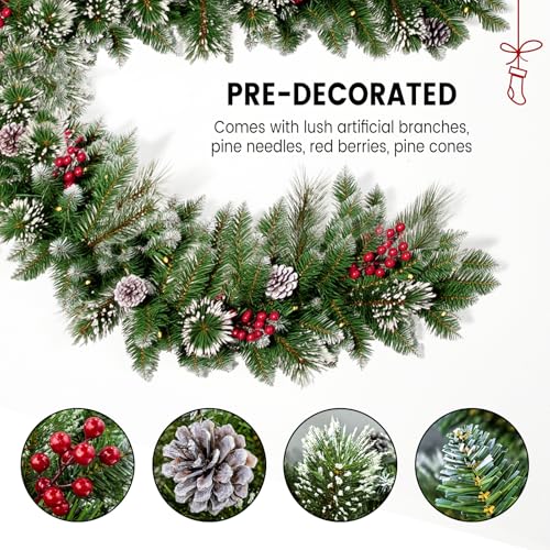 9ft Christmas Garland with Multicolor LED Lights and Remote Control F27550