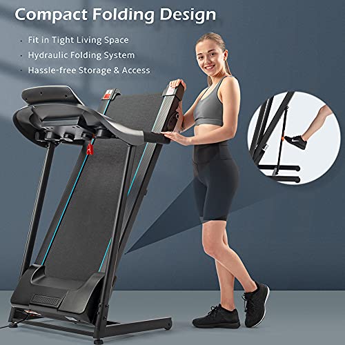 Folding Treadmill for Apartment, Electric Running Machine with Bluetooth and 3 Incline Options P470875