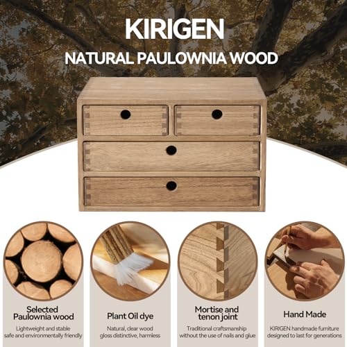 Natural Wooden Desktop Organizer with 3 Drawers I779