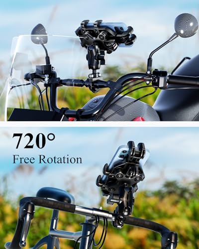 Motorcycle Phone Holder with Vibration Dampener, Anti-Shake Mount for Handlebar Q60385