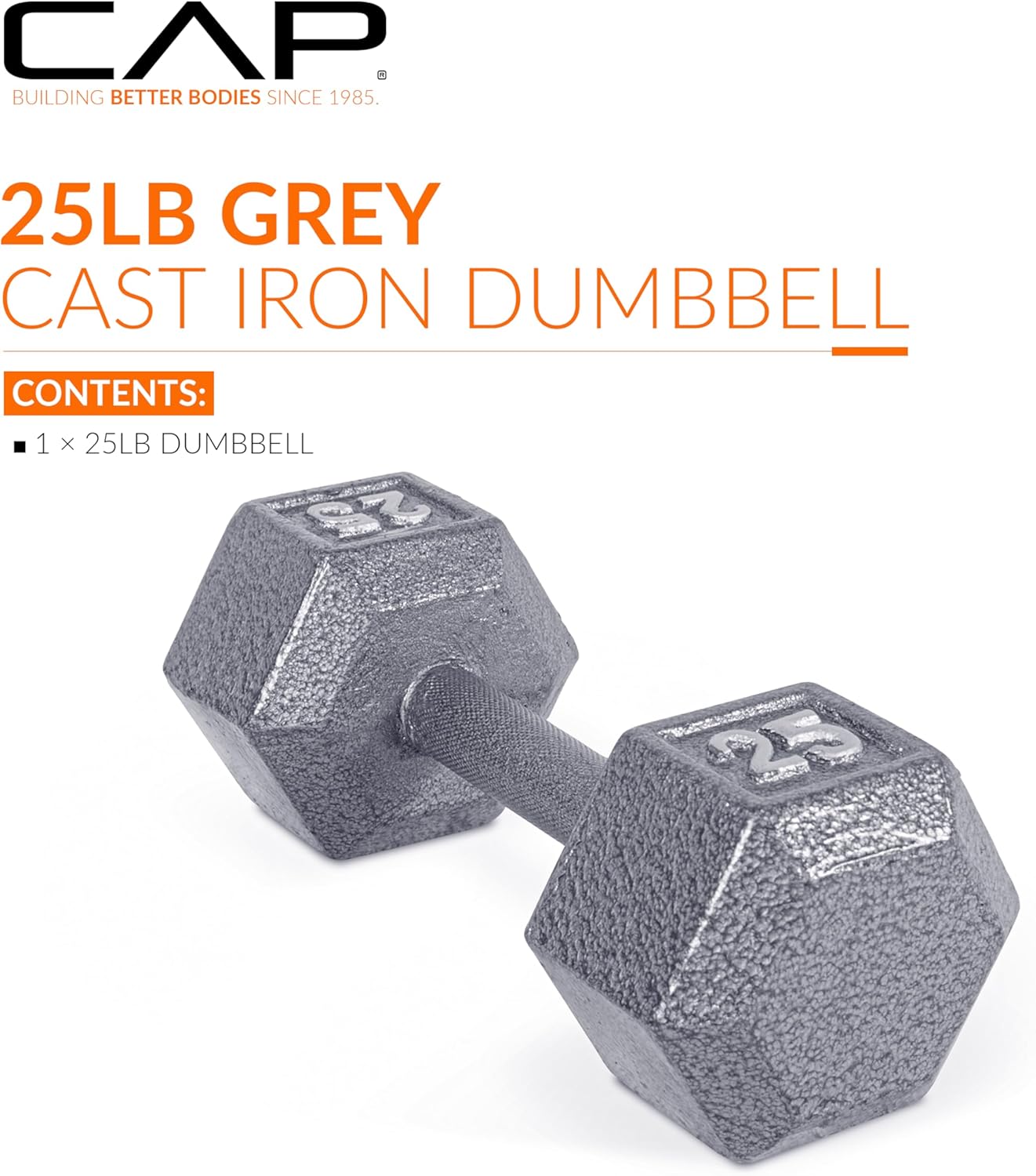 Cast Iron Hex Dumbbell, 25 lb T397