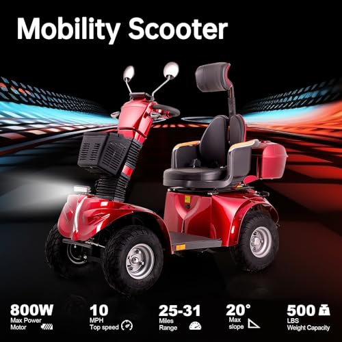Heavy Duty 4 Wheel Mobility Scooter for Seniors & Adults, 500 lbs Capacity S153