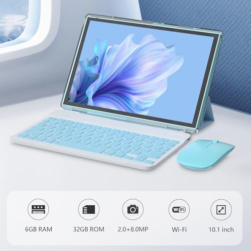 10 in Tablet 2 in 1 Android 14 with Keyboard, Mouse, Stylus Pen, Case, 6GB+32GB, WiFi-6 X68807