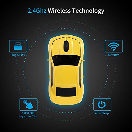 Sports Car Shaped Wireless Mouse with LED Headlights, 1600 DPI R7888
